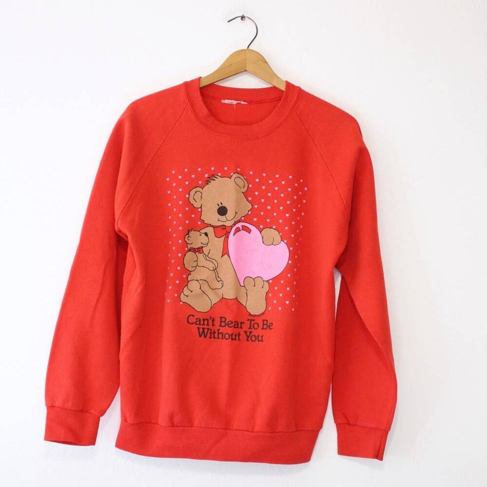 Vintage 90s Can’t Bear to Be Without You Red Teddy Bear Sweatshirt Large
